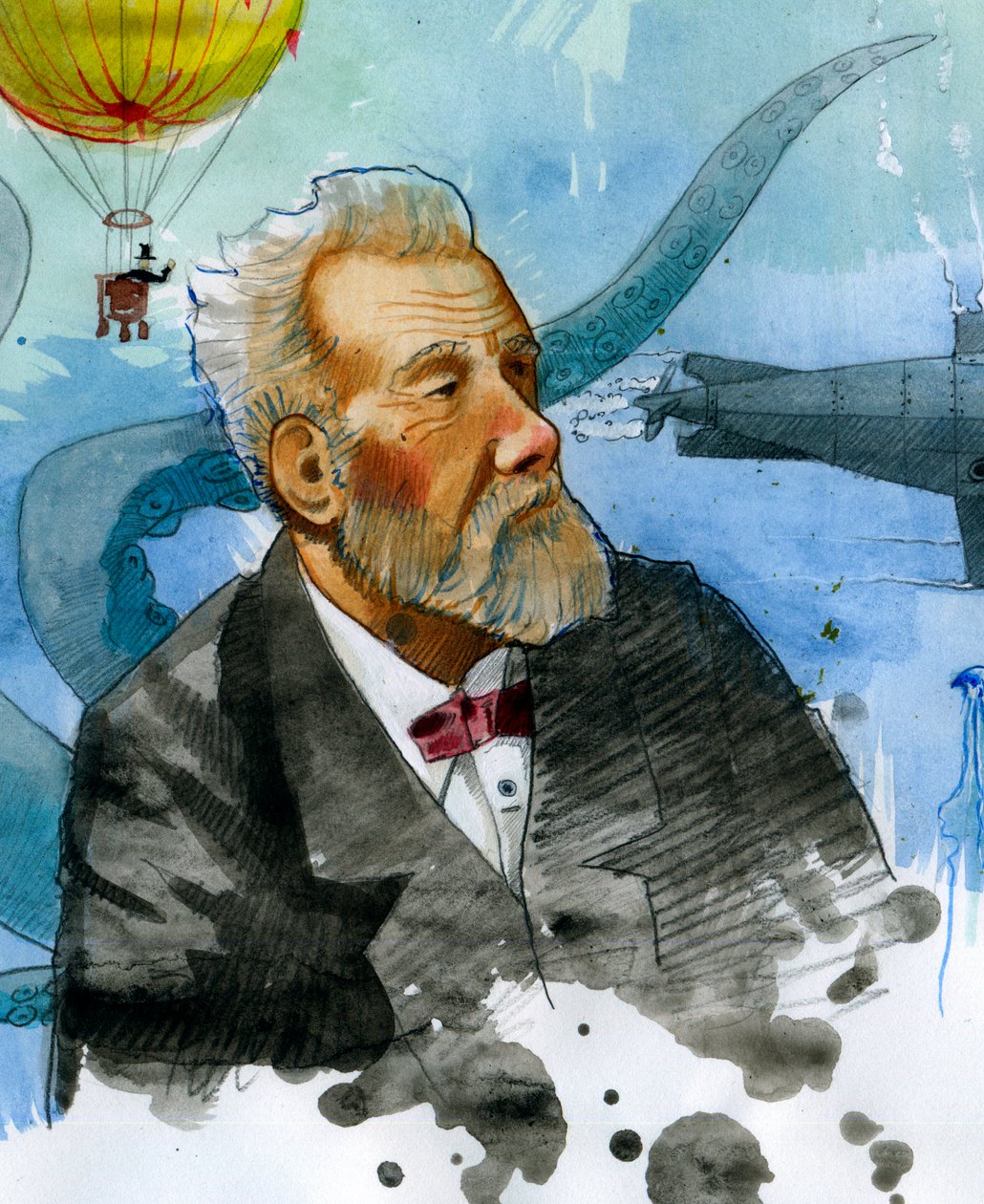 Portrait of Jules Verne by Alessandro Lonati: Fine art print