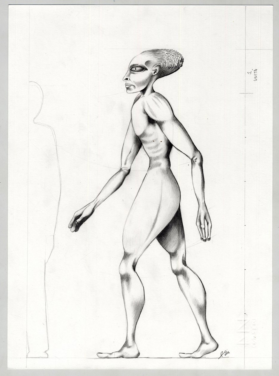 Science fiction illustration: an alien from the planet Mars to the ...