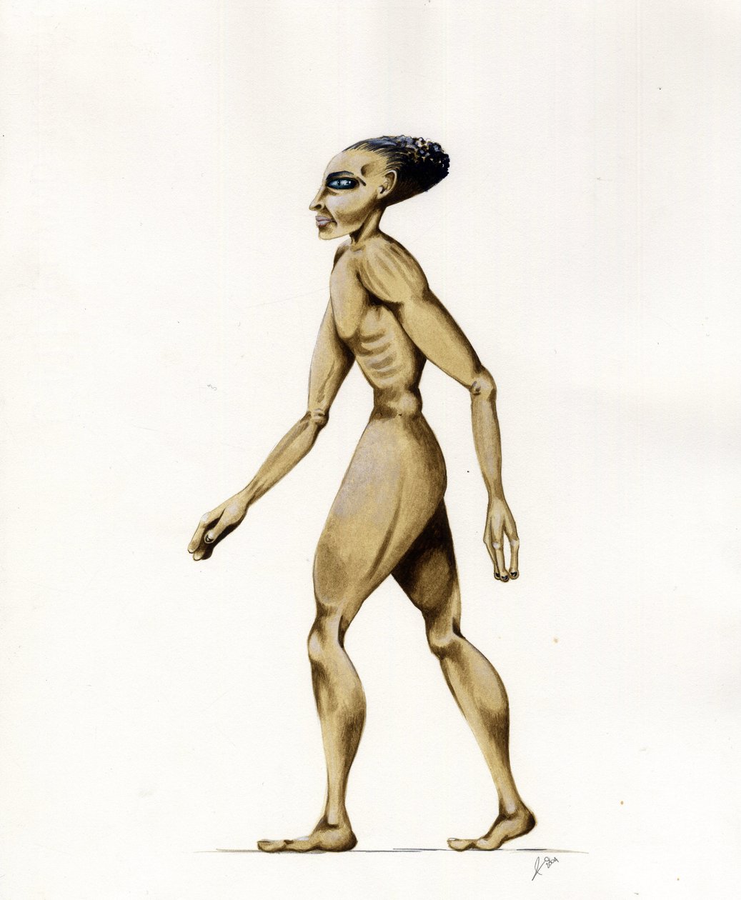 Science fiction illustration: an alien from the planet Mars to the ...