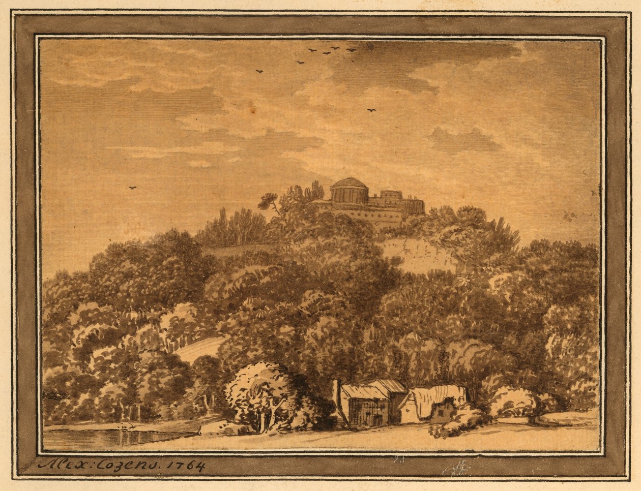 Landscape with Temple, 1764 by Alexander Cozens