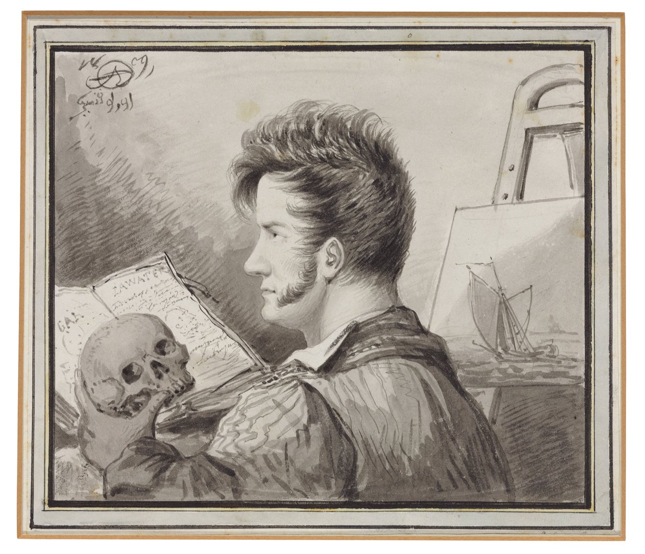 Self-portrait as a Young Man with Skull by Alexander Orlowski