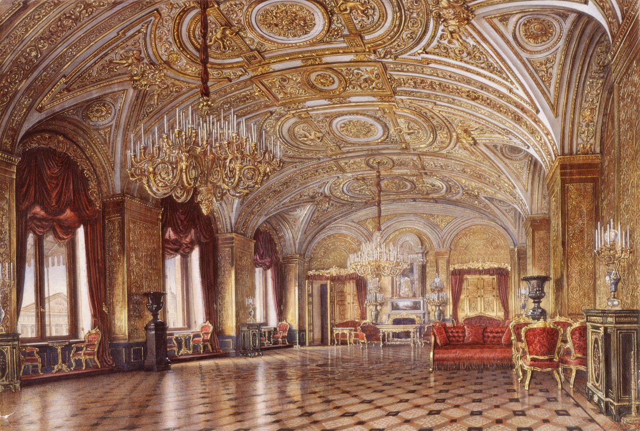Interiors of the Winter Palace. The Gold Drawing-Room, Mid 19th Century by Alexander Chrisophorovich Kolb