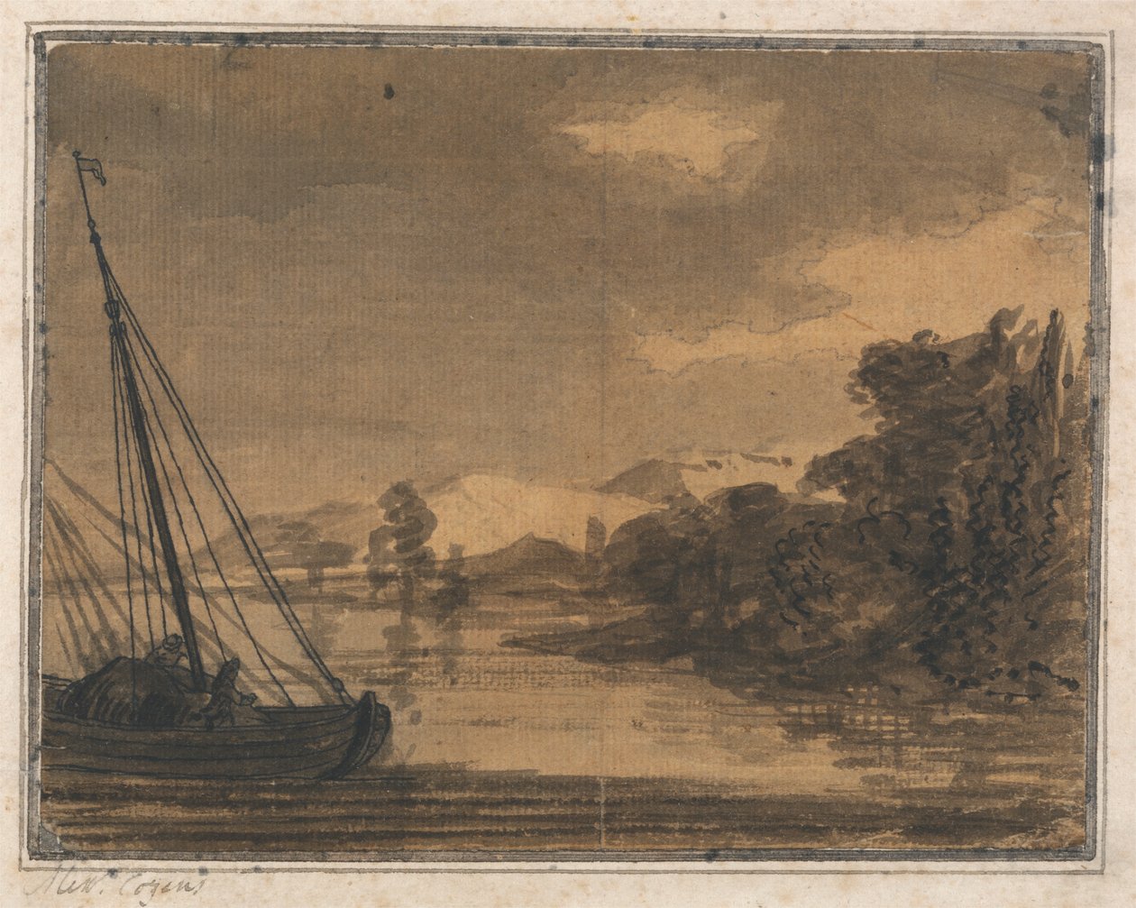 River and Boat by Alexander Cozens