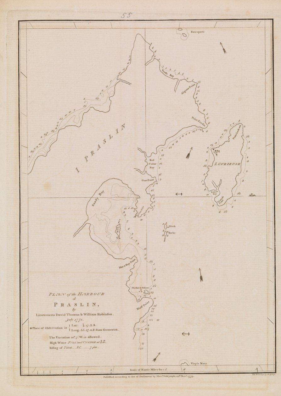 Plan of the harbour of Praslin, late 18th to early 19th century by Alexander Dalrymple