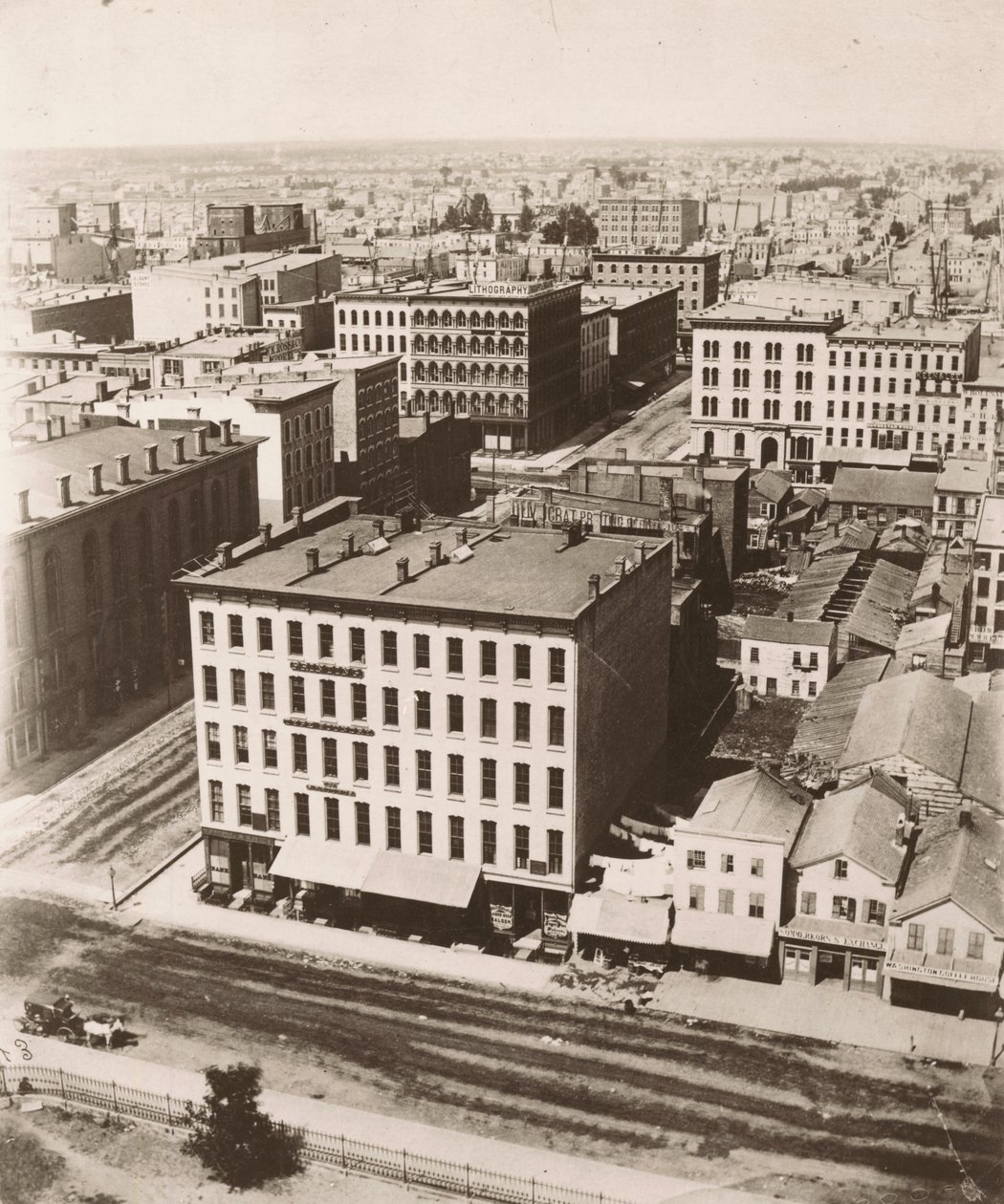 View north-northwest from the cupola of the courthouse in Chicago, 1858 by Alexander Hesler