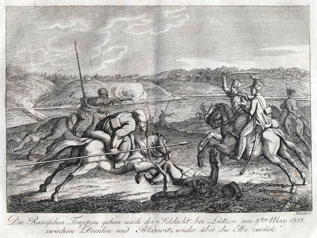 Russian Troops Go After the Battle of Lutzen Back Across the Elbe by Alexander Ivanovich Sauerweid