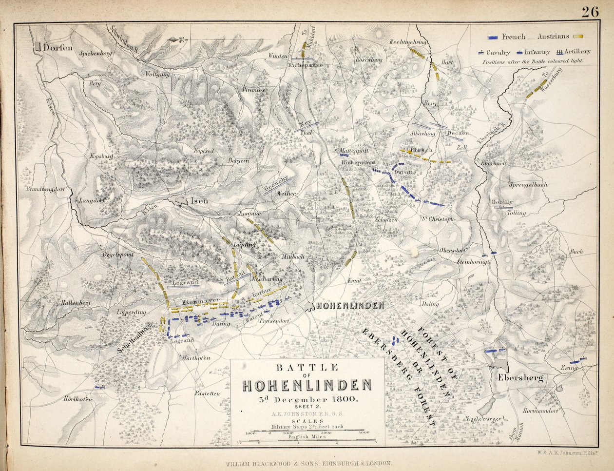 Map of the Battle of Hohenlinden, published by William Blackwood and Sons, Edinburgh and London, 1848 by Alexander Keith Johnston