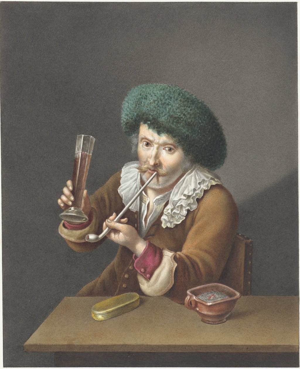 Seated Man with Glass and Pipe by Alexander Liernur