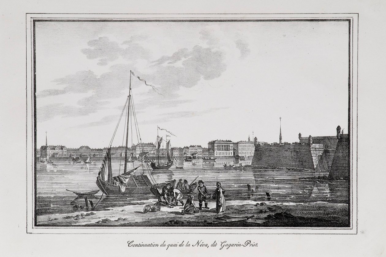 The Petrovsky Quay in St. Petersburg, the So-Called Gagarinsky Brawler (Series Views of Saint Petersburg) by Alexander Pluchart