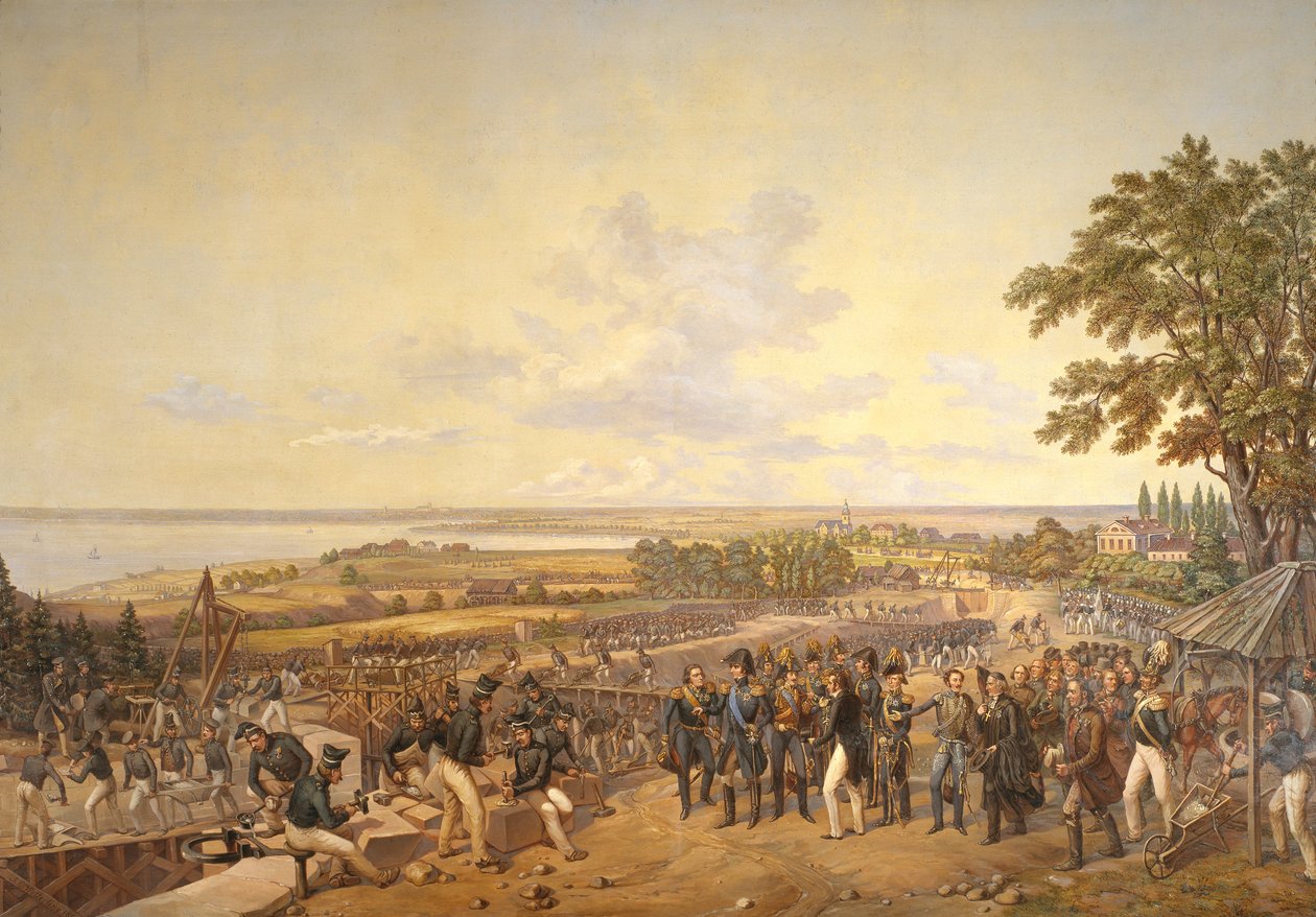 King Carl XIV Johan of Sweden Visiting the Canal Locks at Berg in 1819, 1856 by Alexander Wetterling