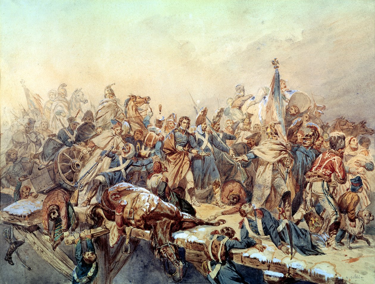 Dominique Larrey Crossing the Bérézina, November 1812 by Alexandre Solde