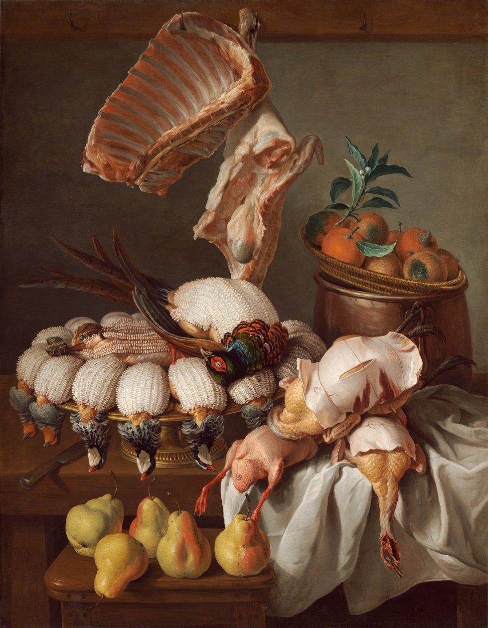 Still Life with Dressed Game, Meat, and Fruit by Alexandre-Francois Desportes