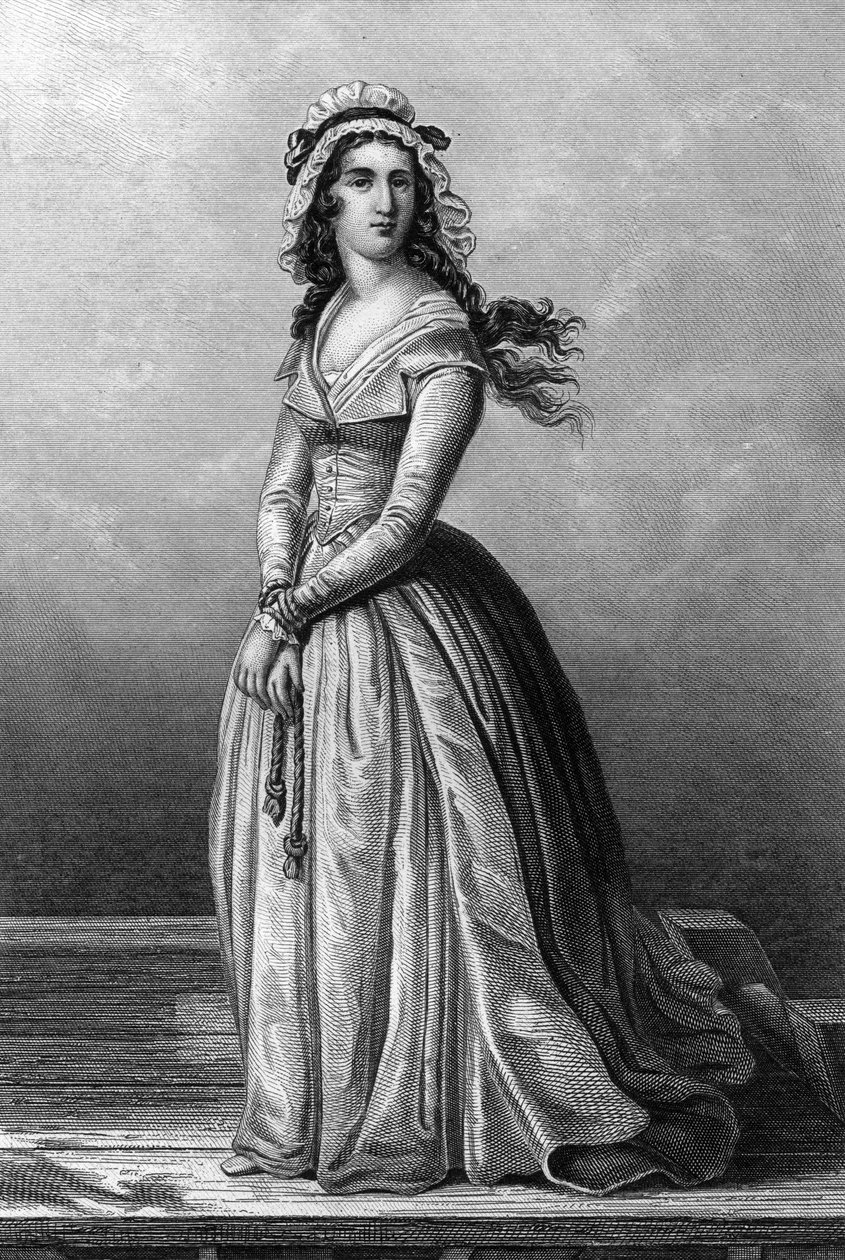 Charlotte Corday (1768-1793) Girondist at time of French Revolution, she murdered Jean Paul Marat on July 13 by Alexandre (after) Lacauchie