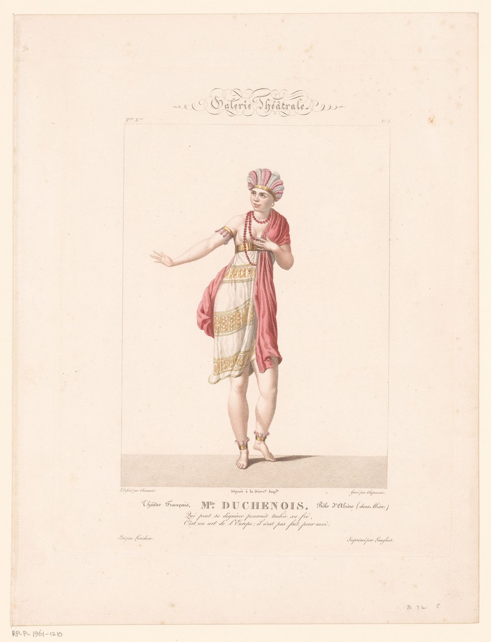 Portrait of Mrs. Duchenois in the Role of Alzire by Alexandre Chaponnier