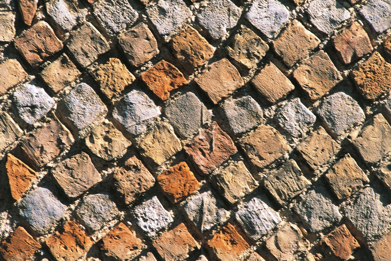 Close-up of an opus reticulatum floor. Civitella acropolis, Italy ...