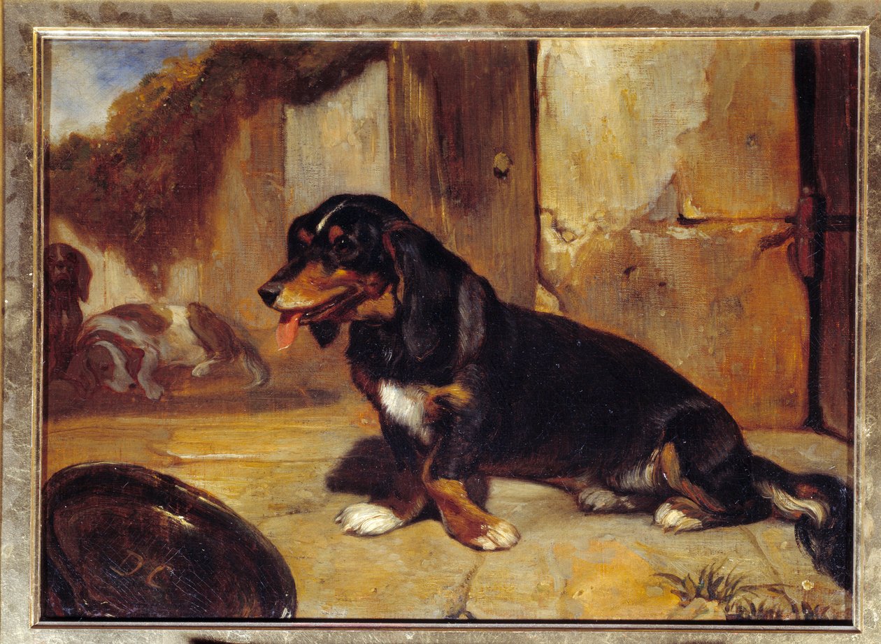 Un chien basset Dogs de chasse au repos by Alexandre Gabriel Decamps