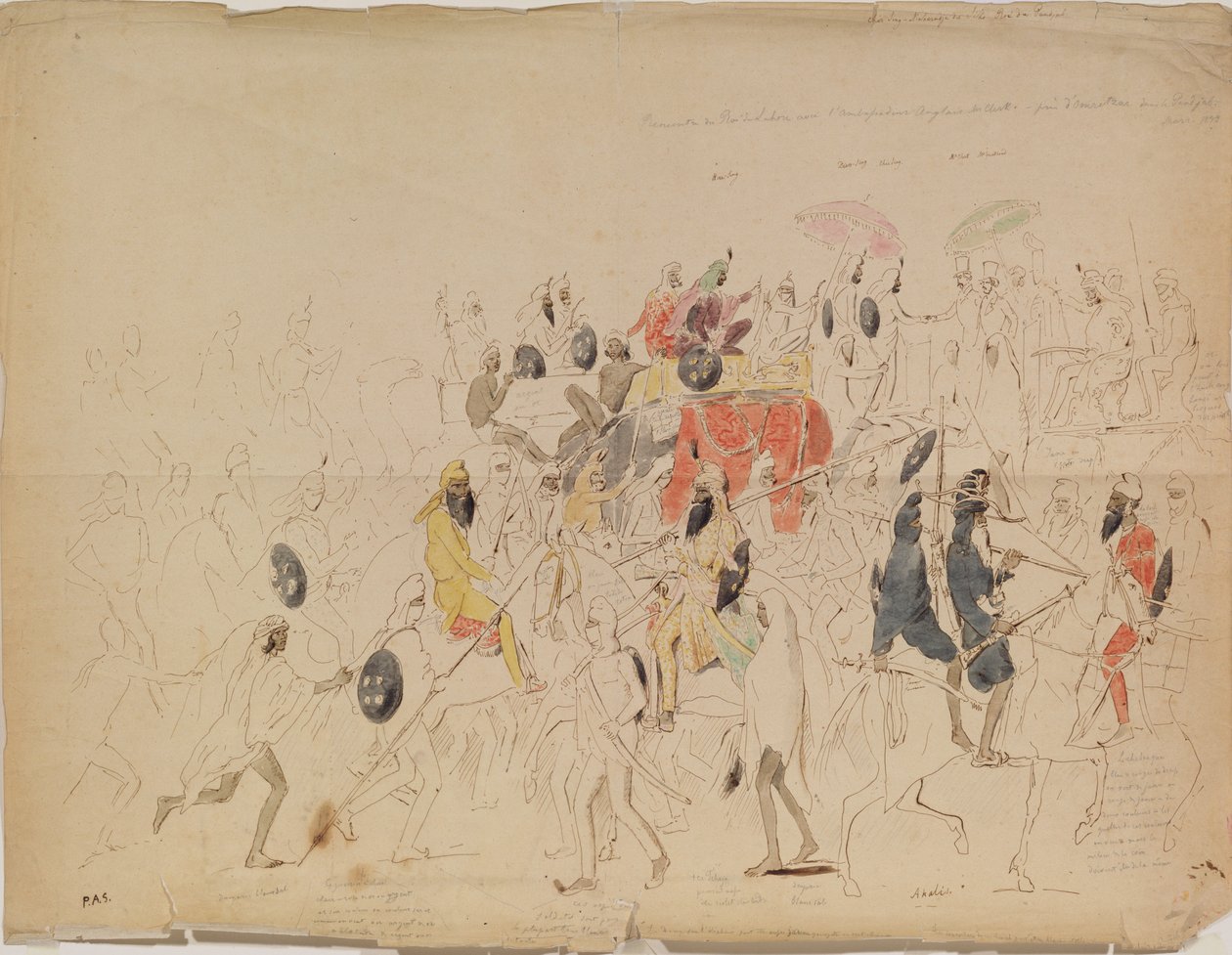 Meeting of Maharaja Sher Singh of Punjab and British Ambassador Clark in 1842 by Alexei Dmitriyevich Saltykov