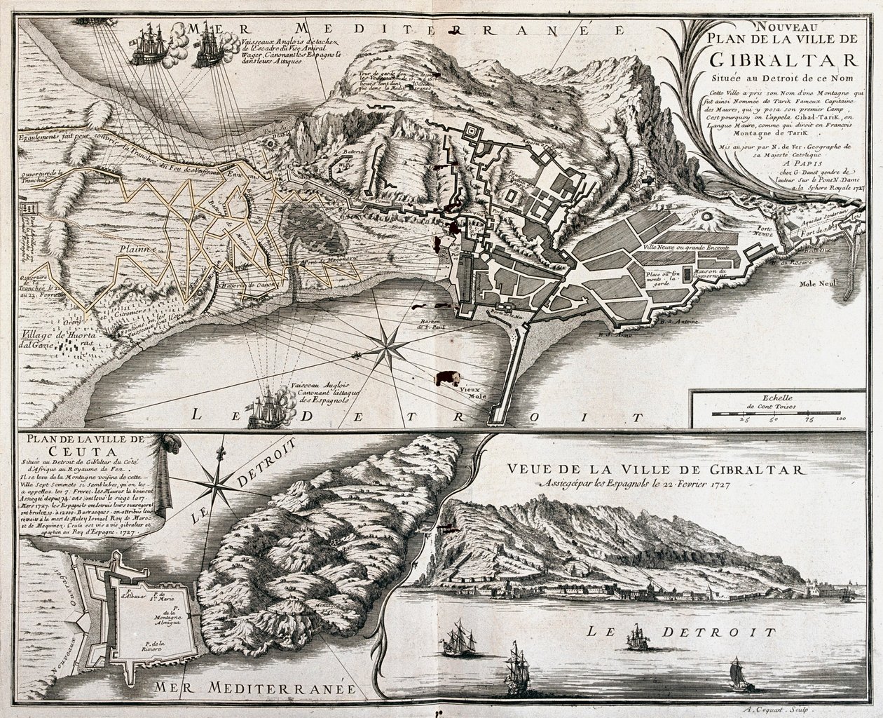 Gibraltar and Ceuta, Spain by Alexis-Hubert Jaillot