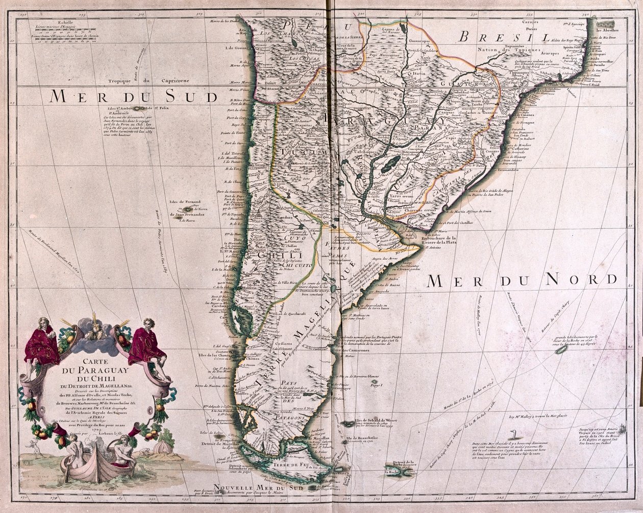 Paraguay and Chile by Alexis Hubert Jaillot