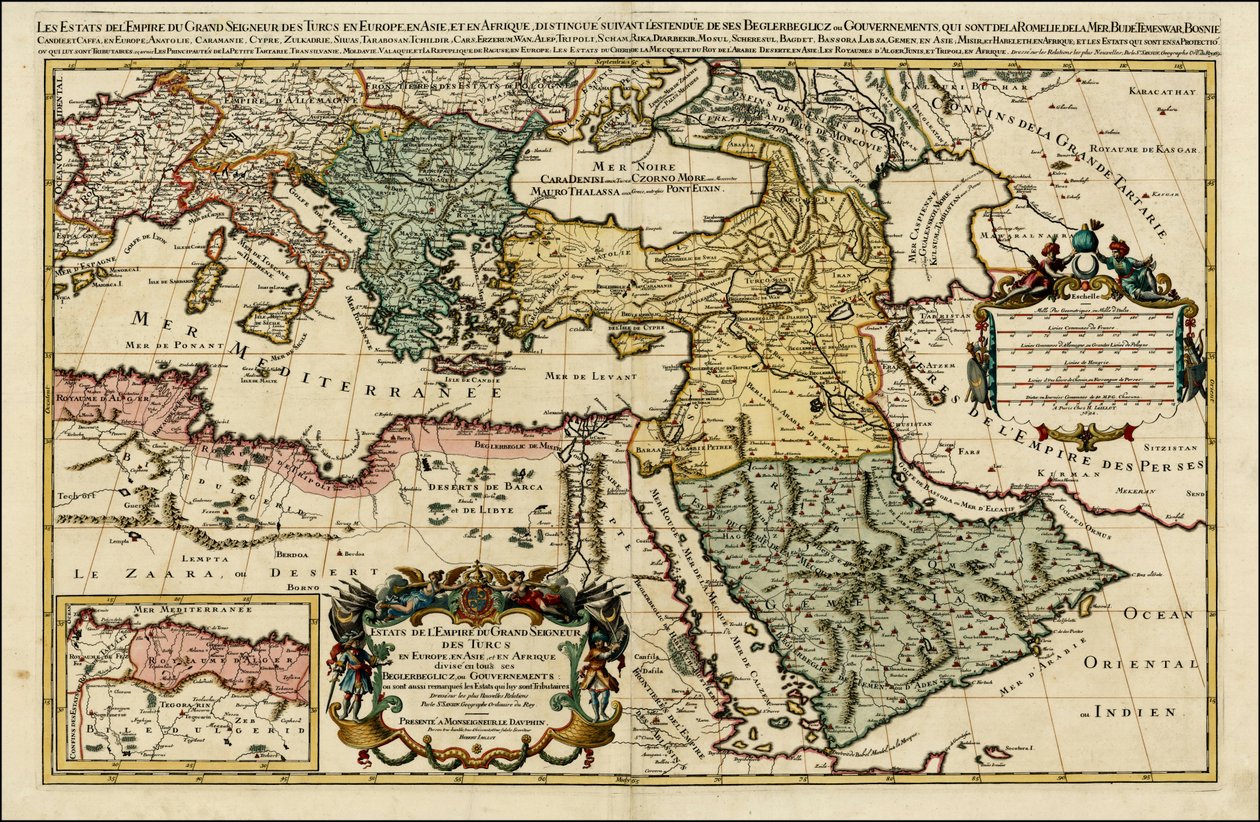 1692 Map of the Turkish Empire in Europe, Asia and Africa by Alexis Hubert Jaillot