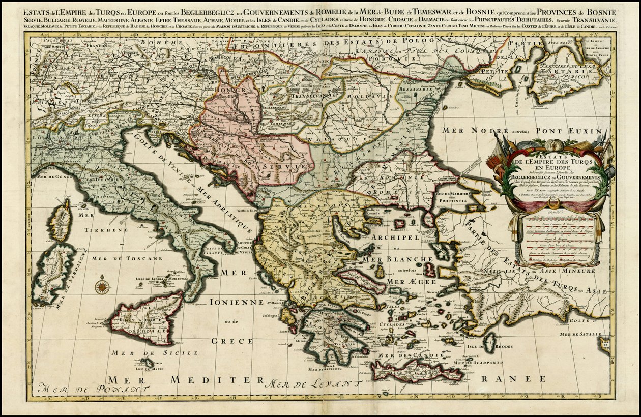 1692 Map of the Turkish Empire in Europe by Alexis-Hubert Jaillot