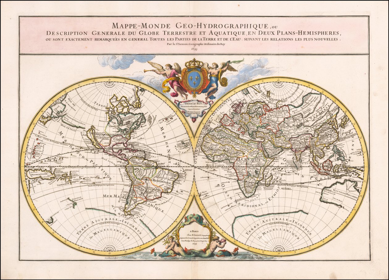 1699 Map of the World by Alexis-Hubert Jaillot