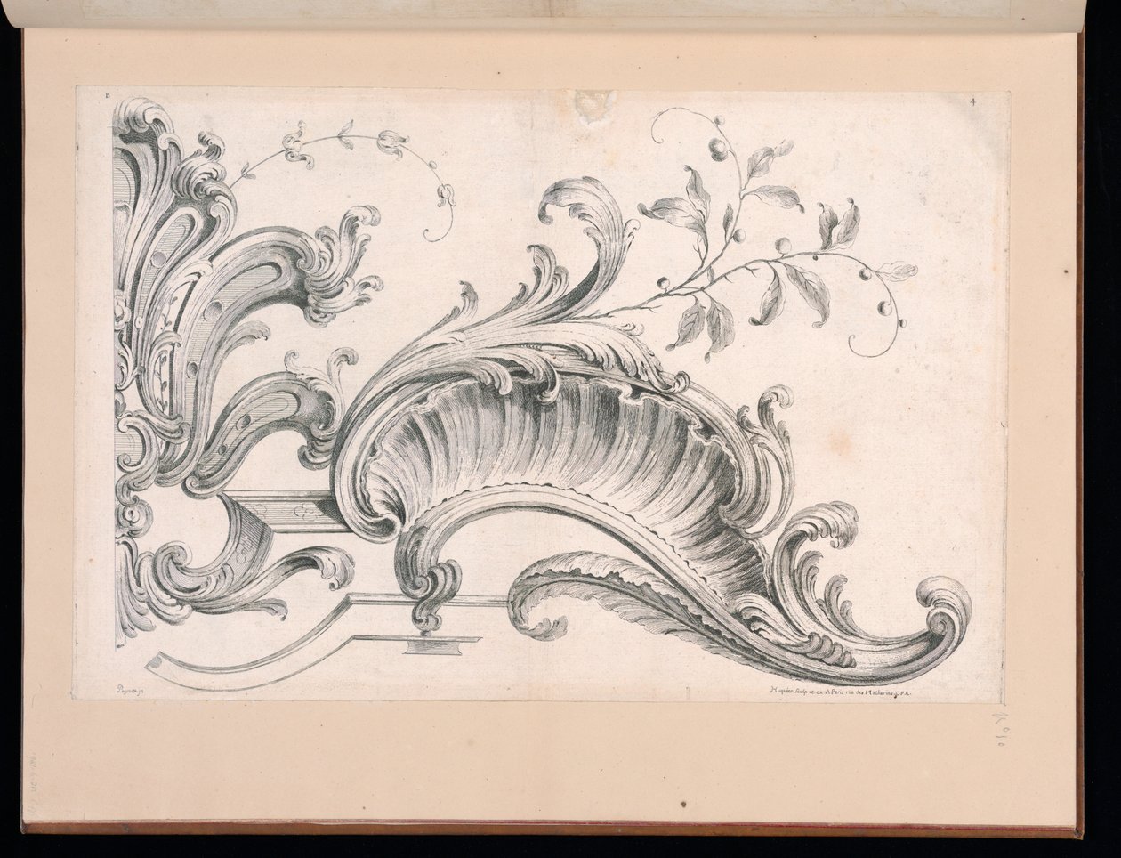 Design for Rocaille Decoration, Plate 4 in Seconde Partie de divers Ornements by Alexis Peyrotte
