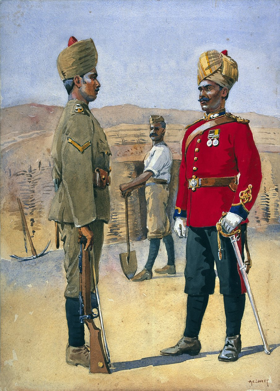 Soldiers of the 3rd Sappers and Miners Lance, Naik, Brahman of Oudh. Jemadah, Dekhani Mahratti, Illustration for 