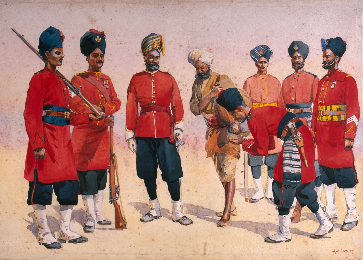 Soldiers of the Rajput Regiment, illustration for 'Armies of India' by ...