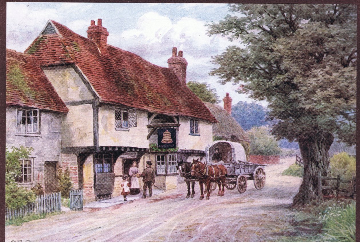 The Bell Inn, Waltham St Lawrence, from The Cottages and the Village Life of Rural England published by Dent & Sons Limited, 1912 by Alfred Robert Quinton
