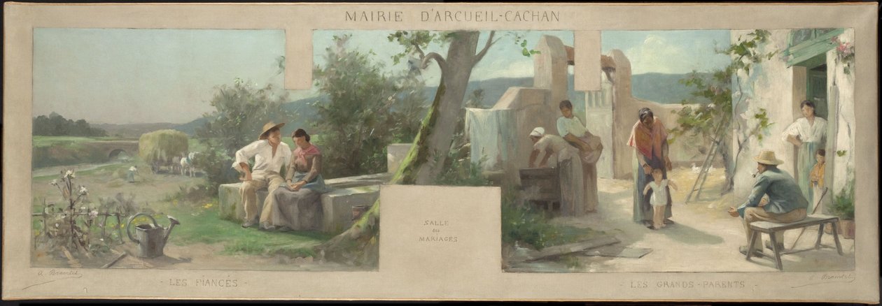 Sketch for the Arcueil-Cachan town hall: the bride and groom, the grandparents by Alfred-Henri Bramtot