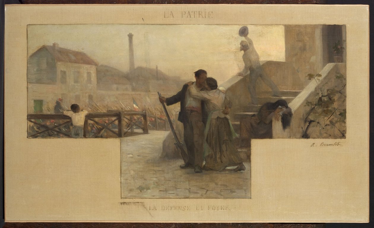 Sketch for the Marriage Hall of the Arcueil-Cachan Town Hall: The Homeland - The Defense of the Home by Alfred-Henri Bramtot