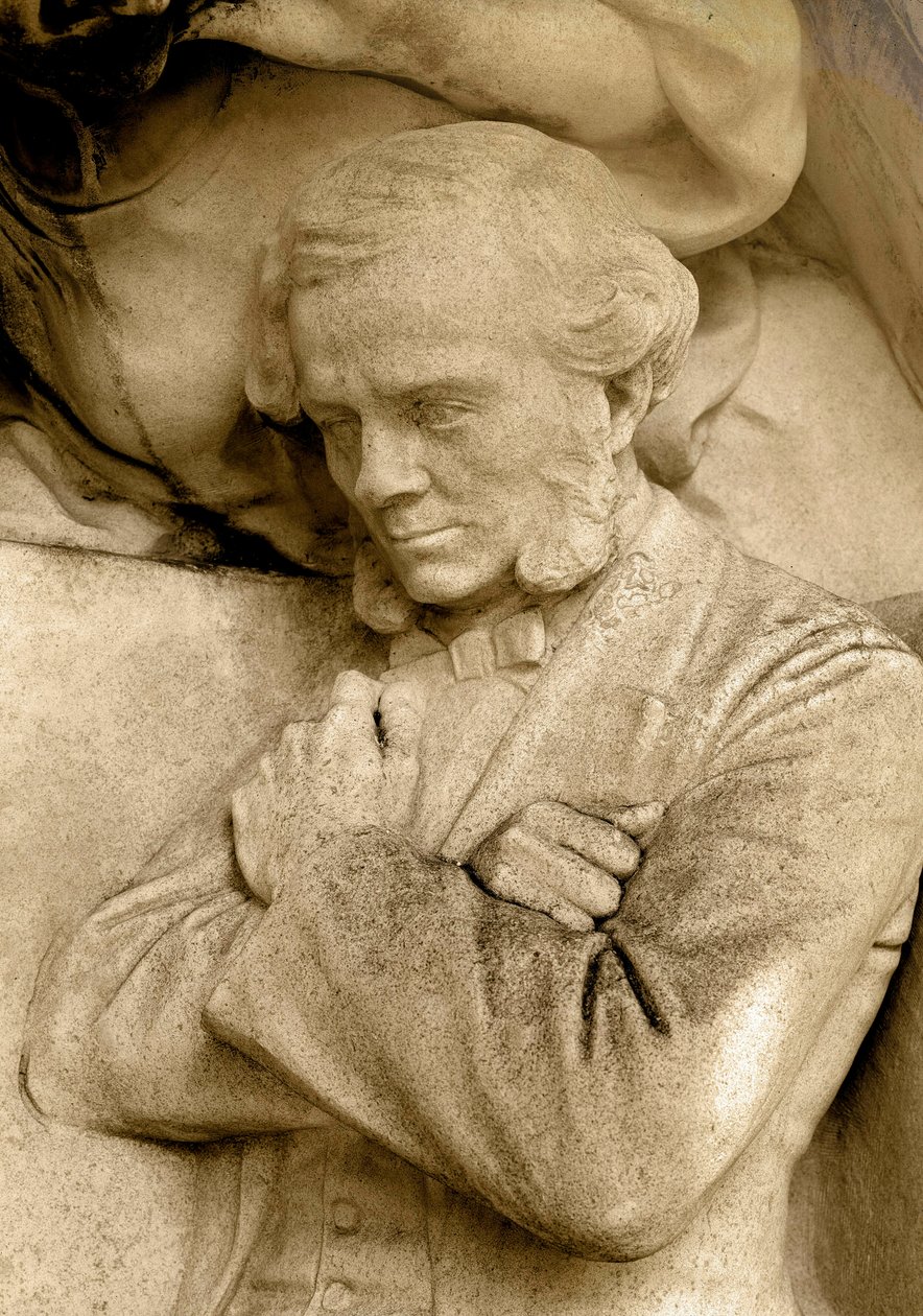 Detail of a sculpture depicting the composer Cesar Franck by Alfred Charles Lenoir