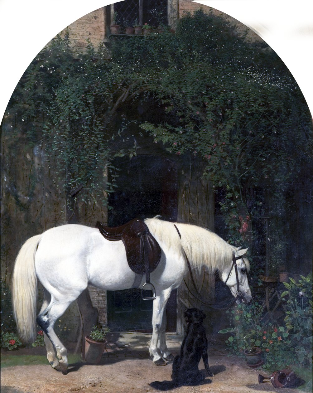 White Horse and Retriever by Alfred Hichens Corbould