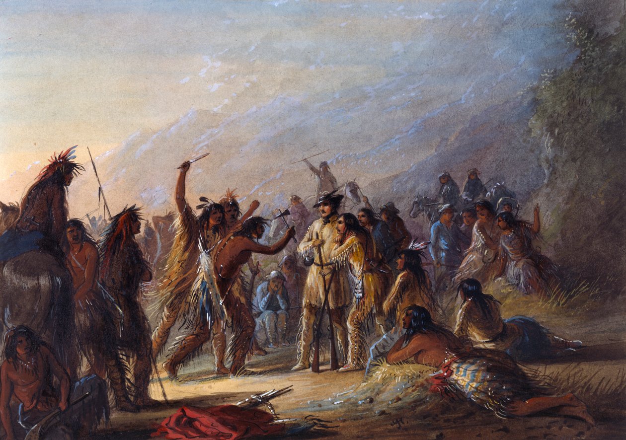 Attack by Crow Indians by Alfred Jacob Miller