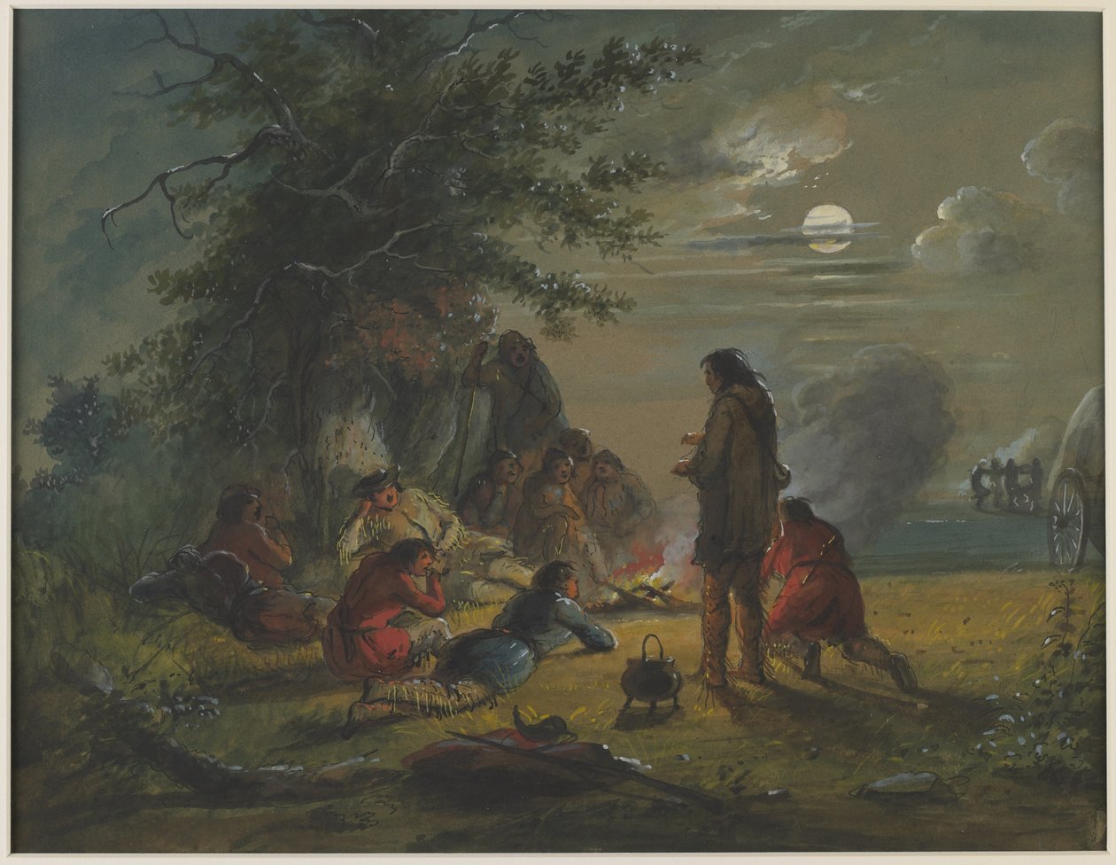 Moonlight - Camp Scene by Alfred Jacob Miller