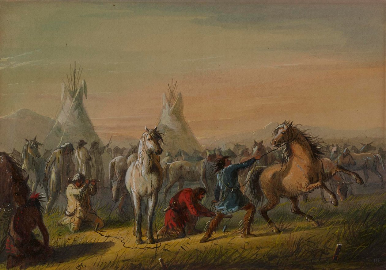 Picketing Horses by Alfred Jacob Miller