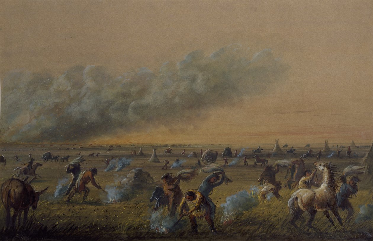 Prairie on Fire by Alfred Jacob Miller