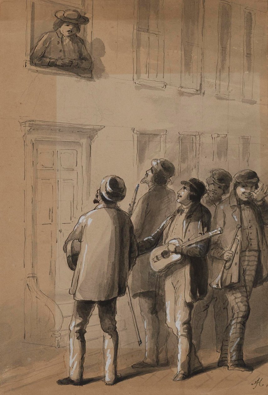 Serenaders Under the Wrong Window by Alfred Jacob Miller