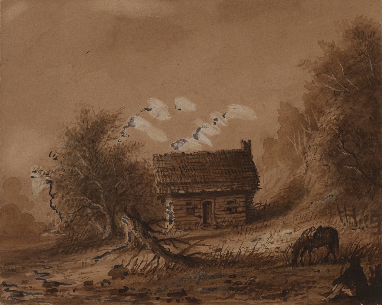 Small Wooden Cottage by Alfred Jacob Miller