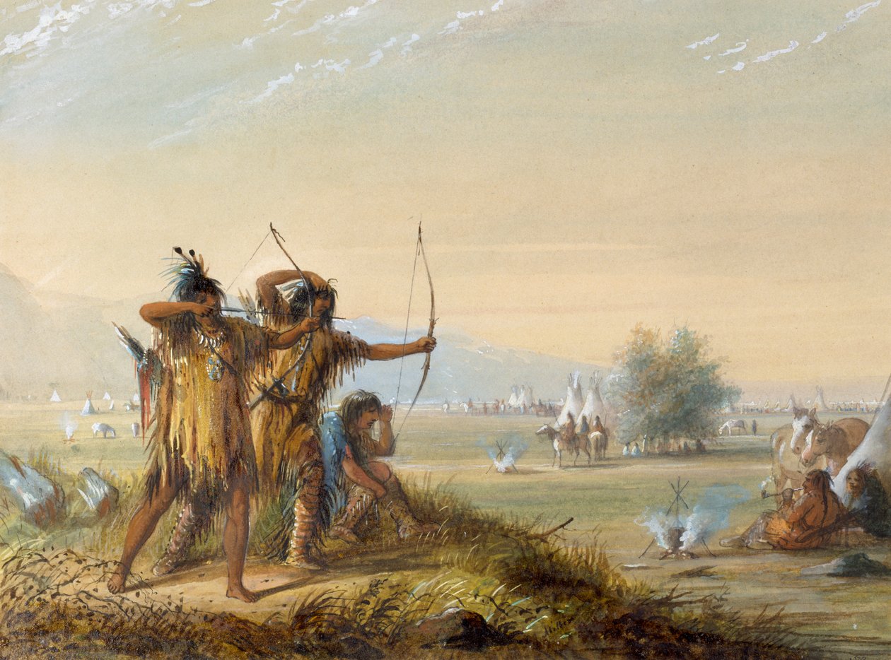 Snake Indians - Testing Bows by Alfred Jacob Miller