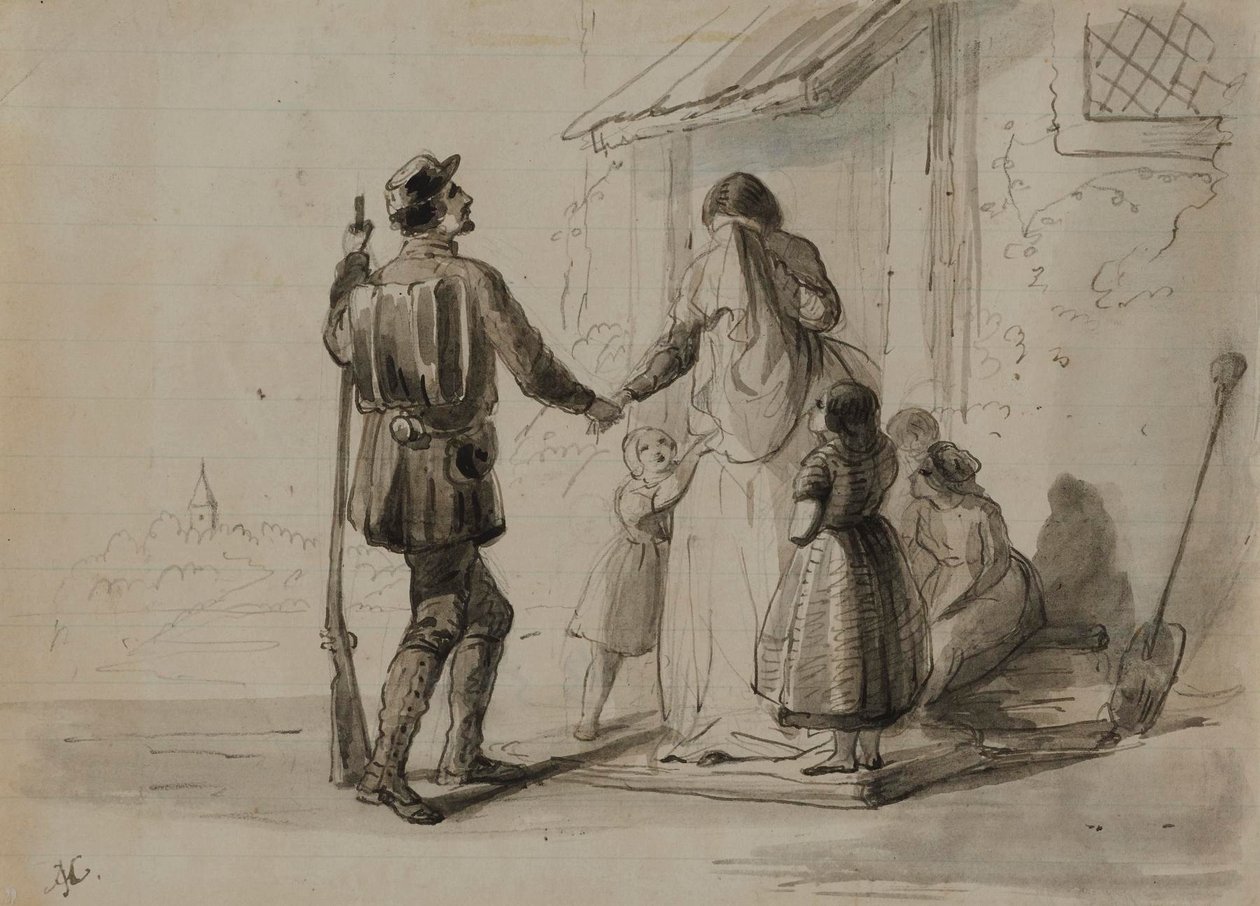 War. Going to Front by Alfred Jacob Miller