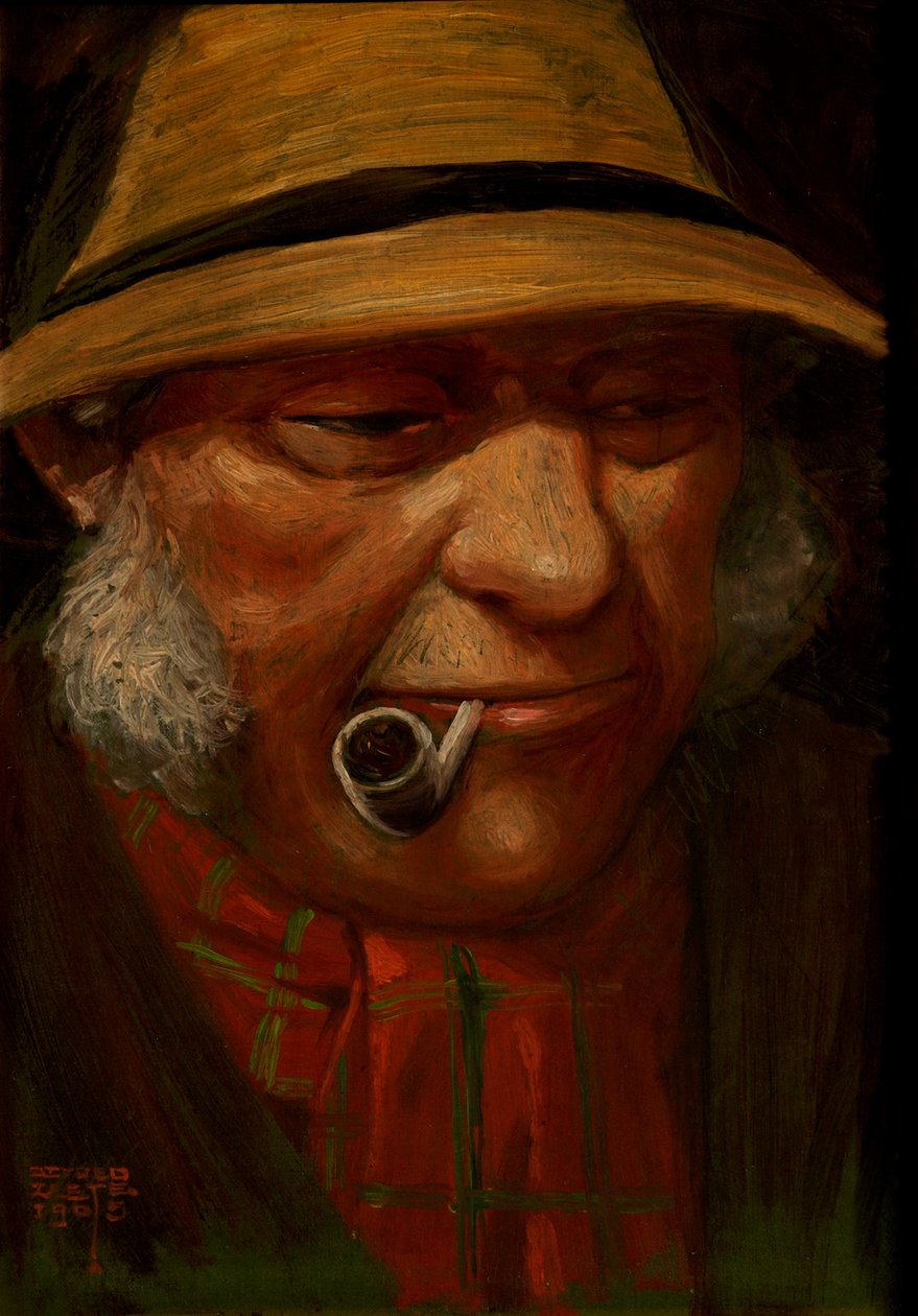 Painting of Man Smoking Pipe, 1905 by Alfred Leete