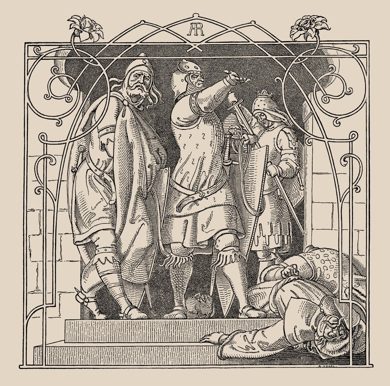 Die Nibelungen. How They Threw Down the Dead Out Of The Hall by Alfred Rethel
