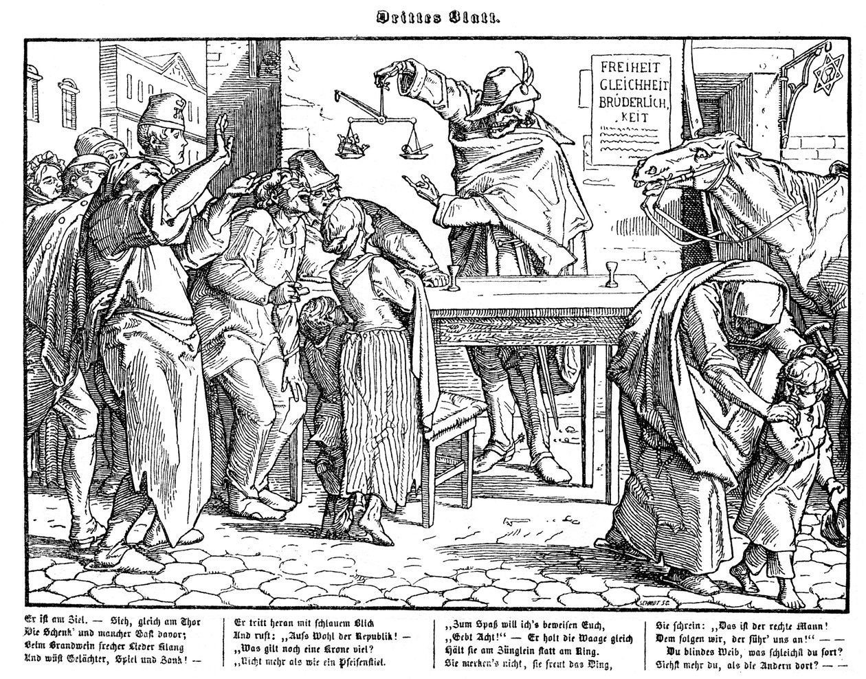 Totentanz 1848: Death proves that all men are equal by Alfred Rethel