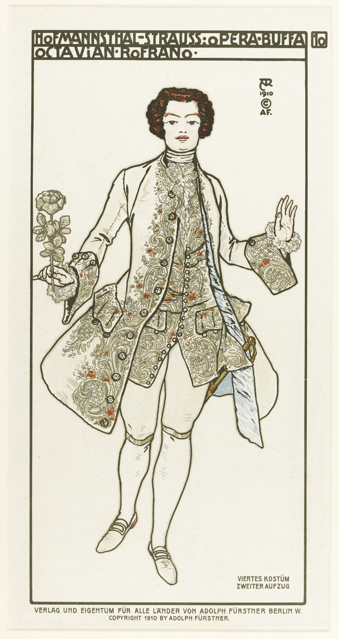 Costume Design for the Opera Der Rosenkavalier by Richard Strauss, 1910 by Alfred Roller
