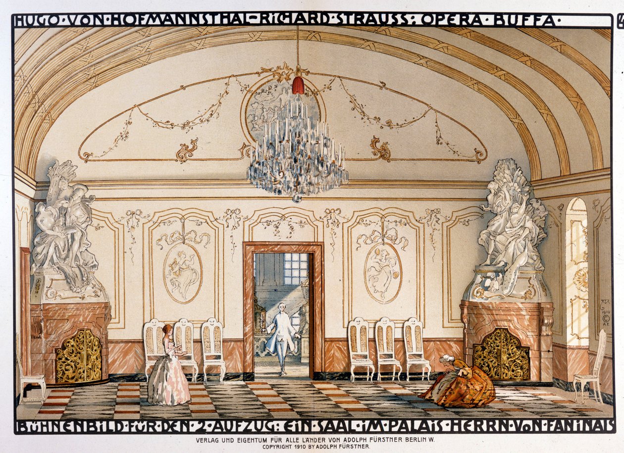 Richard Strauss: Der Rosenkavaliert (Le Chevalier à la rose) Scenographie de Roller. 2nd act by Alfred Roller