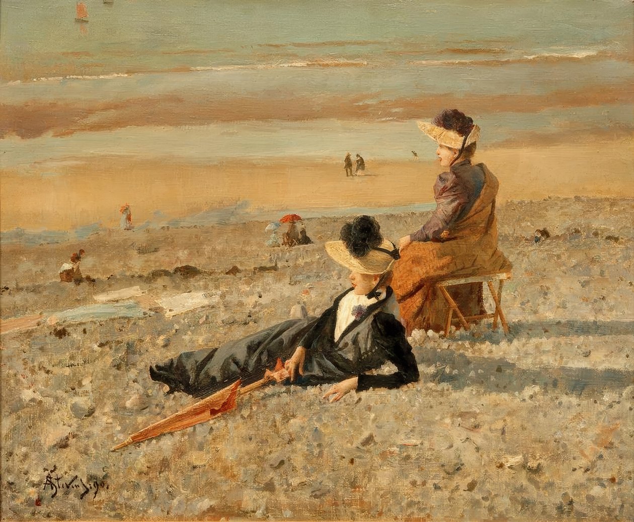 A. Stevens, A Beautiful Day in Le Tréport by Alfred Emile Stevens