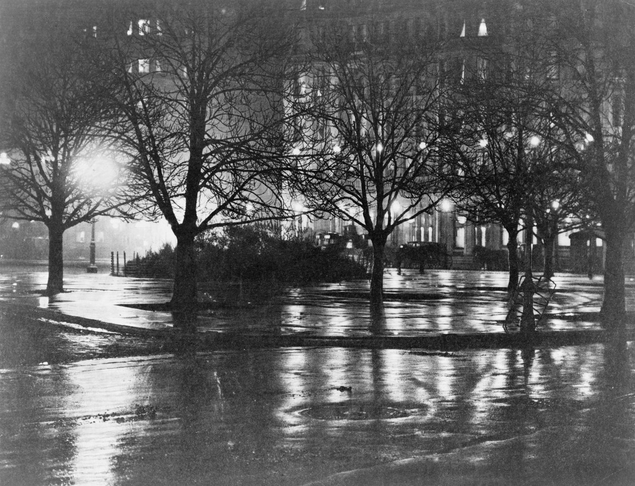 Reflections, night, New York by Alfred Stieglitz