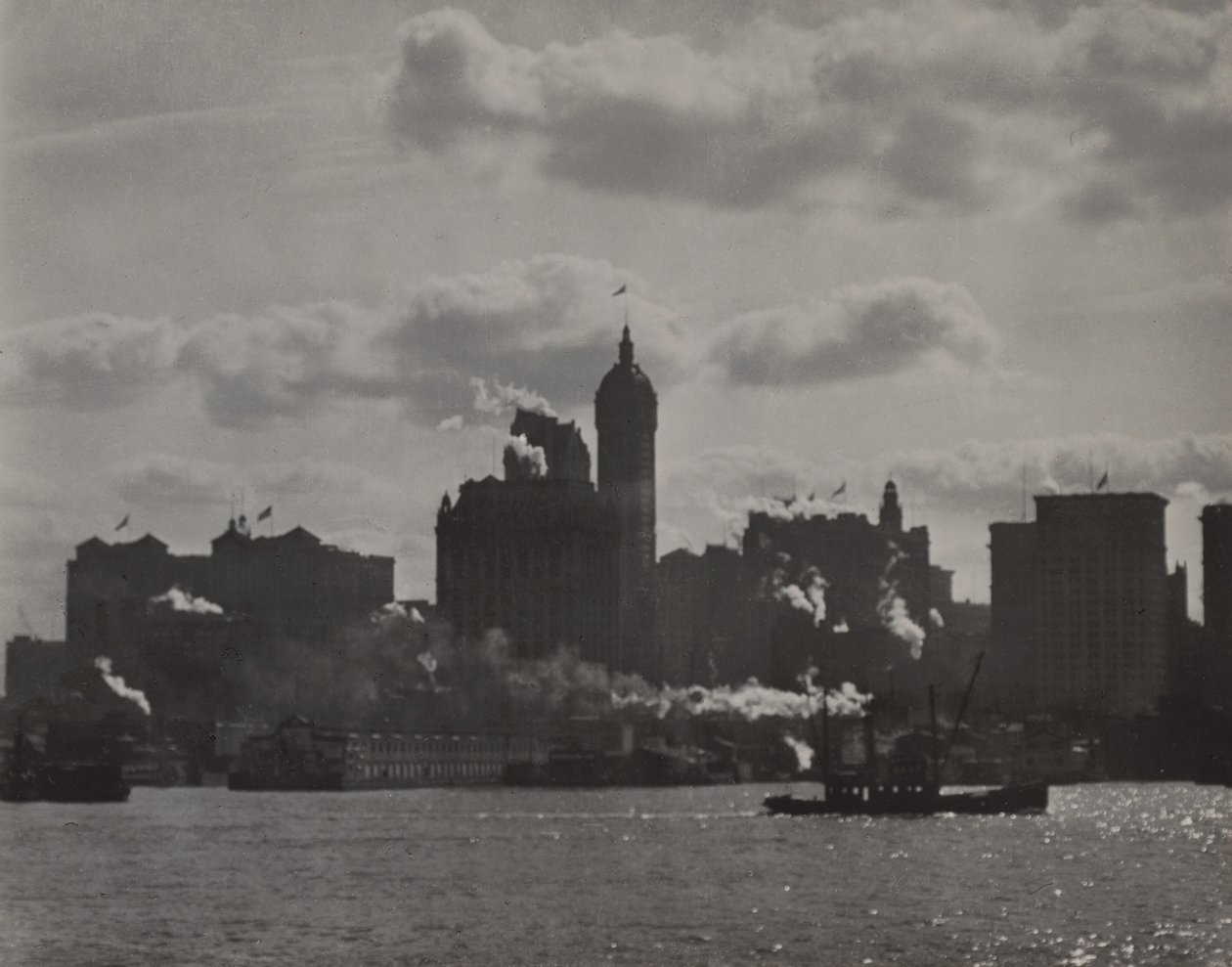 Singer Building from Hudson River by Alfred Stieglitz